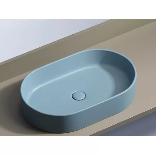 Умывальник чаша Ceramica Nova накладная овальная (цвет Голубой Матовый) Element 608*385*122мм, Выбрать цвет: Голубой, изображение 6
