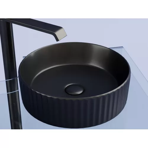 Умывальник чаша Ceramica Nova накладная круглая (цвет Черный Матовый) Element 360*360*115мм, Выбрать цвет: Черный, изображение 4