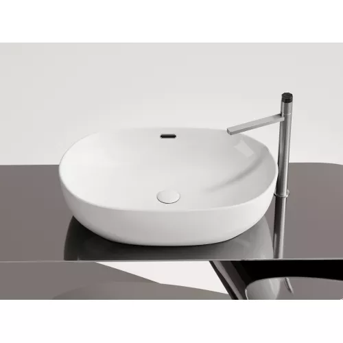 Умывальник чаша Ceramica Nova накладная овальная со сливом переливом Element 610*420*155мм, изображение 5