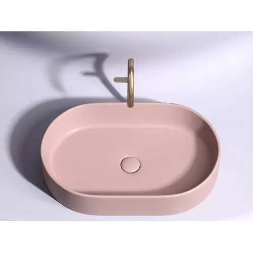 Умывальник чаша Ceramica Nova  накладная овальная (цвет Розовый Матовый) Element 608*385*122мм, Выбрать цвет: Розовый, изображение 5