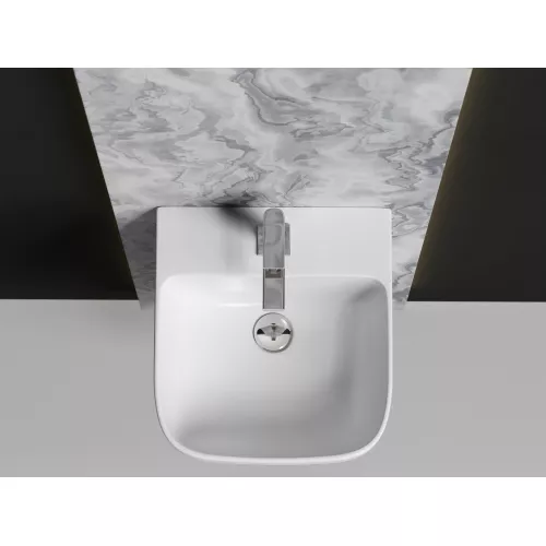 Раковина Ceramica Nova моноблок подвесная DION с отверстием под смеситель, со сливом переливом, Выбрать цвет: Белый, изображение 3