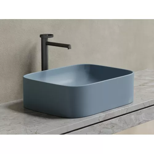 Умывальник чаша Ceramica Nova накладная прямоугольная (цвет Серо-Голубой Матовый) Element 505*380*150мм, Выбрать цвет: Серо-голубой, изображение 5