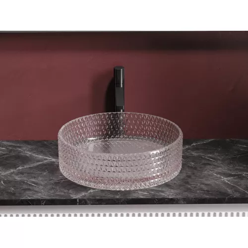 Умывальник чаша Ceramica Nova накладная круглая (цвет розовый) Cristal 360*360*112мм, Выбрать цвет: Розовый, изображение 8