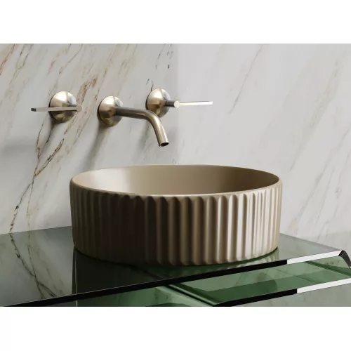 Умывальник чаша Ceramica Nova накладная круглая (цвет Капучино Матовый) Element 360*360*115мм, Выбрать цвет: Бежевый, изображение 5