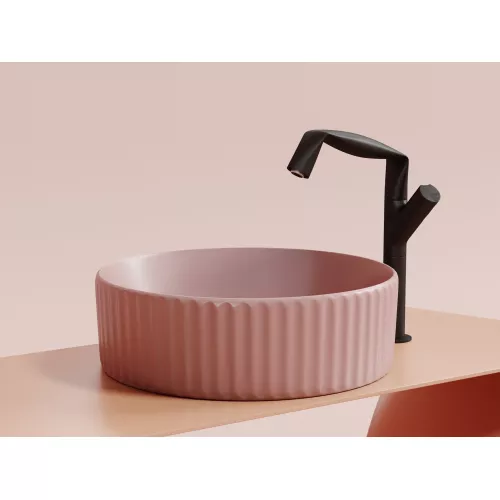 Умывальник чаша Ceramica Nova накладная круглая (цвет Розовый Матовый) Element 360*360*115мм, Выбрать цвет: Розовый, изображение 4
