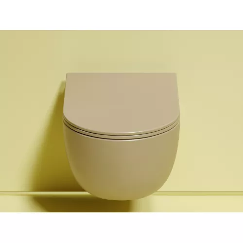 Подвесной унитаз Ceramica Nova Modena Rimless (цвет Капучино Матовый), Выбрать цвет: Бежевый, изображение 2