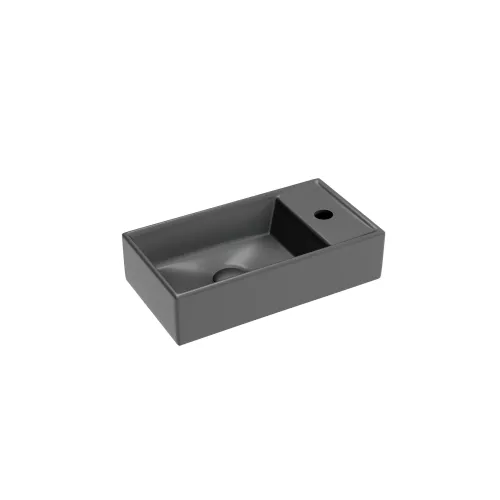 Умывальник подвесной Ceramica Nova L/R,  темный антрацит матовый Element 407*217*100, Выбрать цвет: Темный антрацит матовый, Ориентация: левая, изображение 6