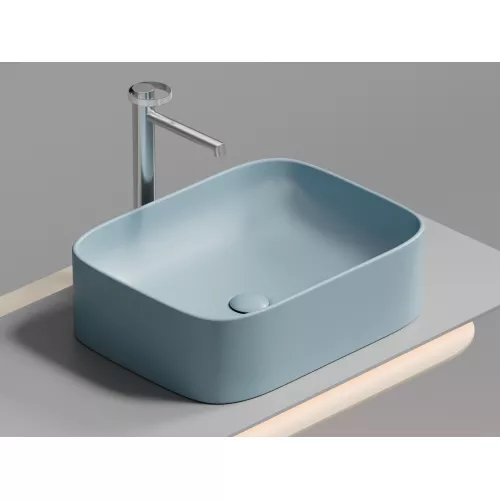 Умывальник чаша Ceramica Nova накладная прямоугольная (цвет Голубой Матовый) Element 505*380*150мм, Выбрать цвет: Голубой, изображение 6