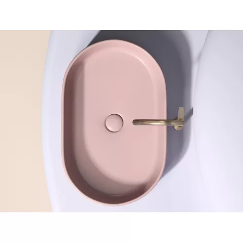 Умывальник чаша Ceramica Nova  накладная овальная (цвет Розовый Матовый) Element 608*385*122мм, Выбрать цвет: Розовый, изображение 6