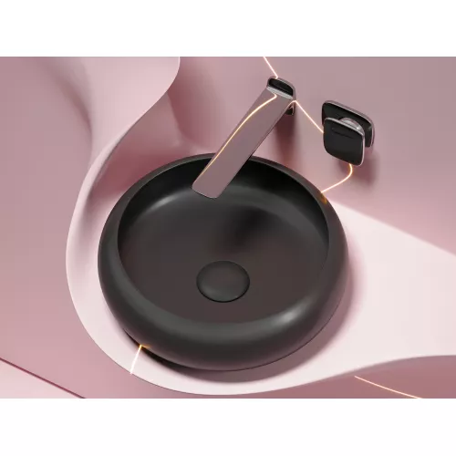 Умывальник чаша Ceramica Nova накладная круглая (цвет Черный Матовый) Element 360*360*120мм, Выбрать цвет: Черный, изображение 6