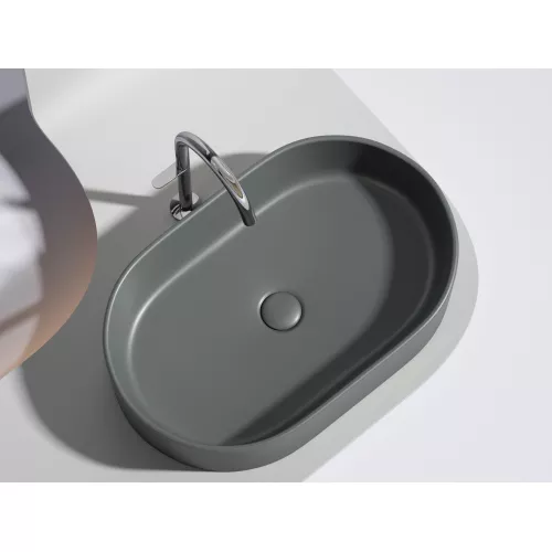 Умывальник чаша Ceramica Nova накладная овальная (цвет Темный Антрацит Матовый) Element 608*385*122мм, Выбрать цвет: Темно-серый, изображение 6