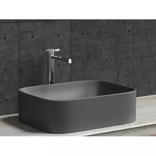 Умывальник чаша Ceramica Nova накладная прямоугольная (цвет Темный Антрацит Матовый) Element 505*380*150мм, Выбрать цвет: Темный антрацит матовый, изображение 6