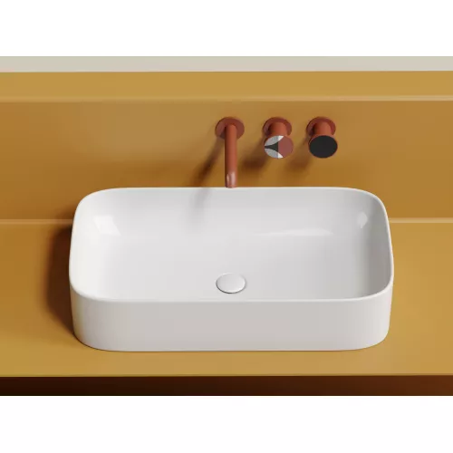 Умывальник чаша Ceramica Nova  накладная прямоугольная Element 705*380*150мм, Выбрать цвет: Белый, изображение 6