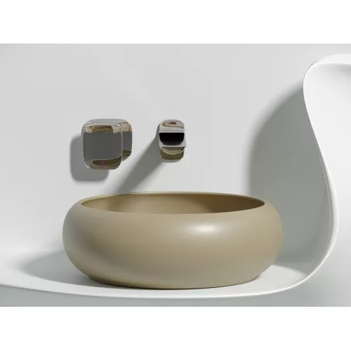 Умывальник чаша Ceramica Nova накладная круглая (цвет Капучино Матовый) Element 360*360*120мм, Выбрать цвет: Бежевый, изображение 6