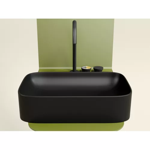 Умывальник чаша Ceramica Nova накладная прямоугольная (цвет Черный Матовый) Element 605*380*122мм, Выбрать цвет: Черный, изображение 6