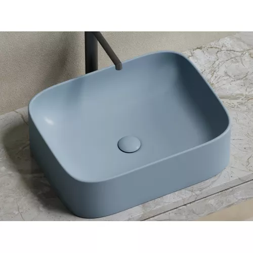 Умывальник чаша Ceramica Nova накладная прямоугольная (цвет Серо-Голубой Матовый) Element 505*380*150мм, Выбрать цвет: Серо-голубой, изображение 7