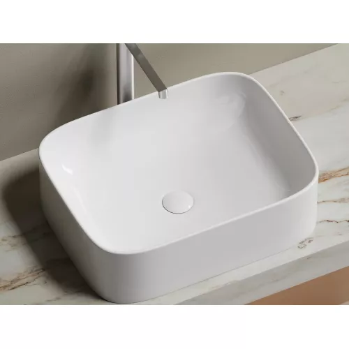 Умывальник чаша Ceramica Nova накладная прямоугольная Element 505*380*150мм, Выбрать цвет: Белый, изображение 7
