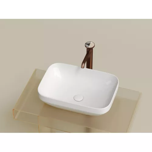 Умывальник чаша Ceramica Nova накладная прямоугольная Element 500*359*145мм, Выбрать цвет: Белый, изображение 7