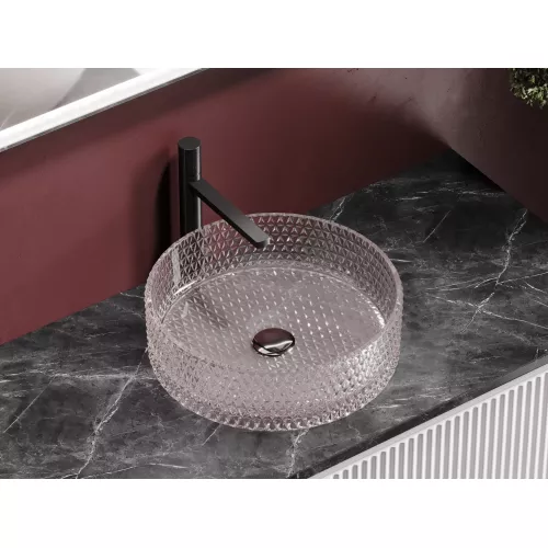 Умывальник чаша Ceramica Nova накладная круглая (цвет розовый) Cristal 360*360*112мм, Выбрать цвет: Розовый, изображение 2