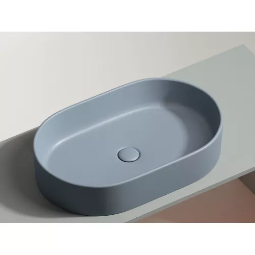 Умывальник чаша Ceramica Nova накладная овальная (цвет Серо-Голубой Матовый) Element 608*385*122мм, Выбрать цвет: Серо-голубой, изображение 7