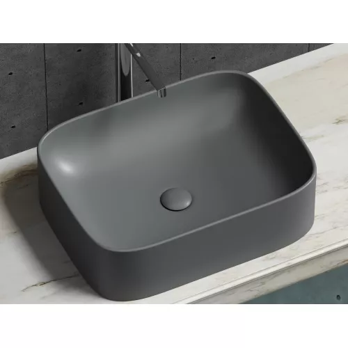 Умывальник чаша Ceramica Nova накладная прямоугольная (цвет Темный Антрацит Матовый) Element 505*380*150мм, Выбрать цвет: Темный антрацит матовый, изображение 7