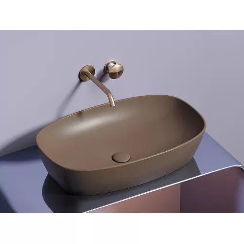 Умывальник чаша Ceramica Nova накладная овальная (цвет Темно-Коричневый Матовый) 600*380*138мм, Выбрать цвет: Коричневый, изображение 8