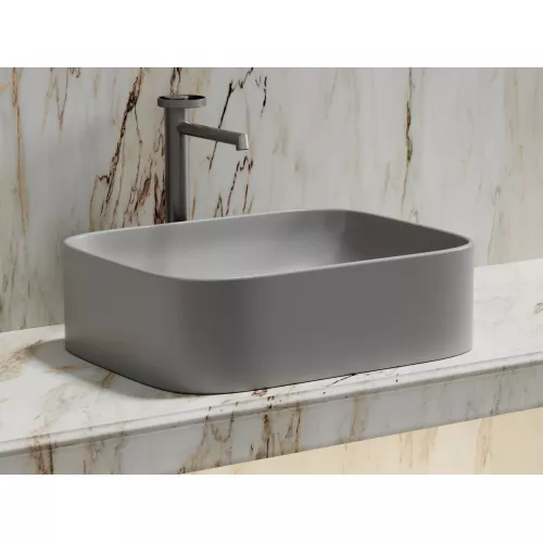 Умывальник чаша Ceramica Nova накладная прямоугольная (цвет Серый Матовый) Element 505*380*150мм, Выбрать цвет: Серый, изображение 7