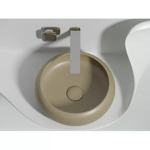 Умывальник чаша Ceramica Nova накладная круглая (цвет Капучино Матовый) Element 360*360*120мм, Выбрать цвет: Бежевый, изображение 7