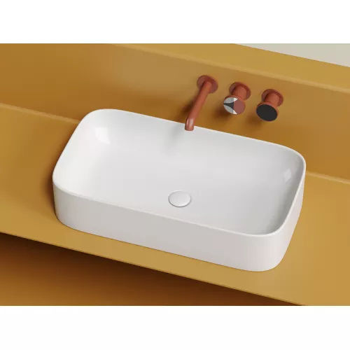 Умывальник чаша Ceramica Nova  накладная прямоугольная Element 705*380*150мм, Выбрать цвет: Белый, изображение 8