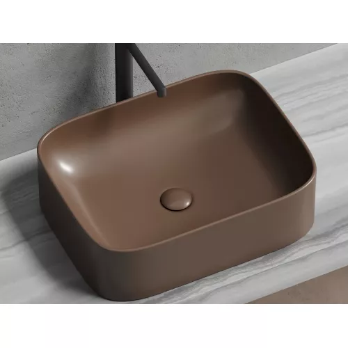 Умывальник чаша Ceramica Nova накладная прямоугольная (цвет Темно-Коричневый Матовый) Element 505*380*150мм, Выбрать цвет: Коричневый, изображение 8