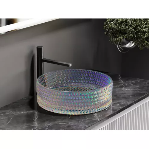 Умывальник чаша Ceramica Nova накладная круглая (цвет неон) Cristal 360*360*112мм, Выбрать цвет: Неон, изображение 8