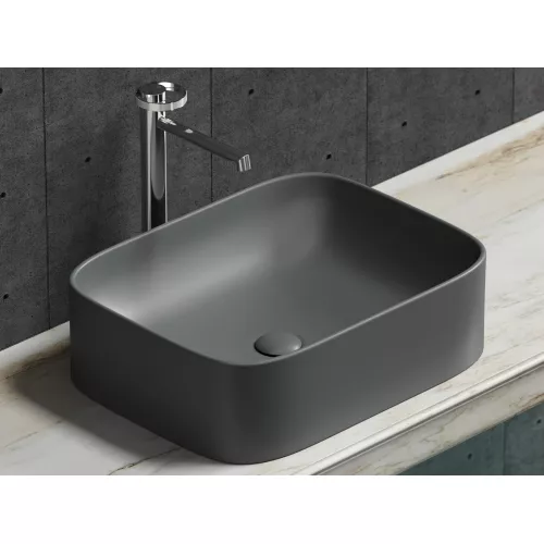 Умывальник чаша Ceramica Nova накладная прямоугольная (цвет Темный Антрацит Матовый) Element 505*380*150мм, Выбрать цвет: Темный антрацит матовый, изображение 8
