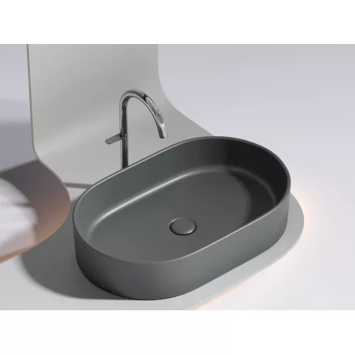 Умывальник чаша Ceramica Nova накладная овальная (цвет Темный Антрацит Матовый) Element 608*385*122мм, Выбрать цвет: Темно-серый, изображение 8