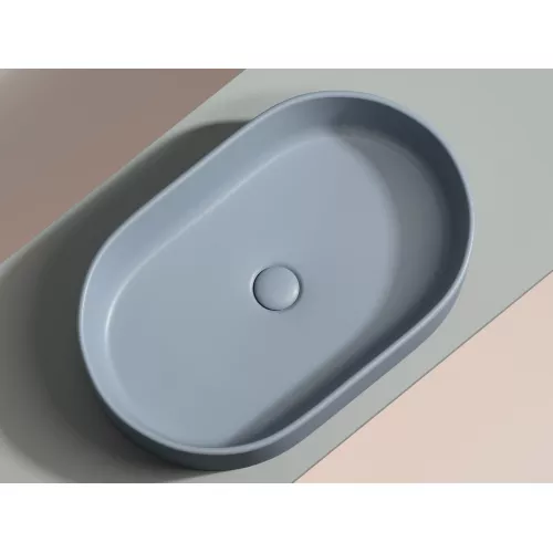 Умывальник чаша Ceramica Nova накладная овальная (цвет Серо-Голубой Матовый) Element 608*385*122мм, Выбрать цвет: Серо-голубой, изображение 8
