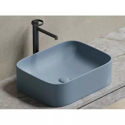 Умывальник чаша Ceramica Nova накладная прямоугольная (цвет Серо-Голубой Матовый) Element 505*380*150мм, Выбрать цвет: Серо-голубой, изображение 8