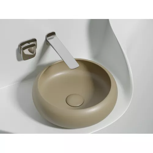 Умывальник чаша Ceramica Nova накладная круглая (цвет Капучино Матовый) Element 360*360*120мм, Выбрать цвет: Бежевый, изображение 8