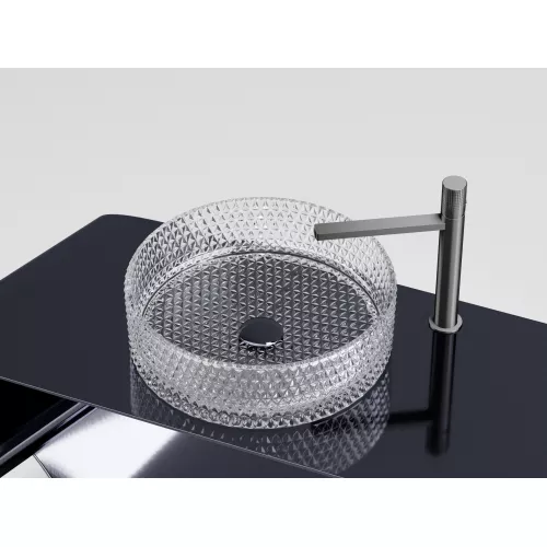 Умывальник чаша Ceramica Nova накладная круглая (прозрачная) Cristal 360*360*112мм, Выбрать цвет: Прозрачный, изображение 2