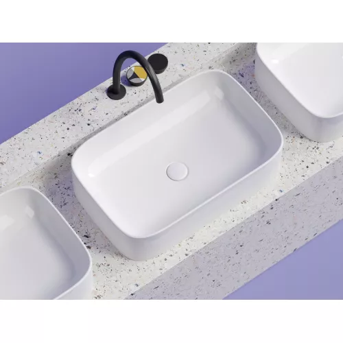 Умывальник чаша Ceramica Nova накладная прямоугольная Element 605*380*150мм, Выбрать цвет: Белый, изображение 8