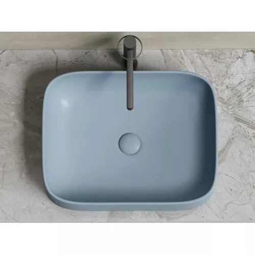 Умывальник чаша Ceramica Nova накладная прямоугольная (цвет Серо-Голубой Матовый) Element 505*380*150мм, Выбрать цвет: Серо-голубой, изображение 9