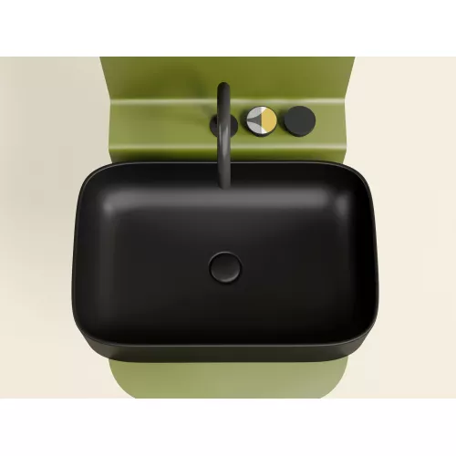 Умывальник чаша Ceramica Nova накладная прямоугольная (цвет Черный Матовый) Element 605*380*122мм, Выбрать цвет: Черный, изображение 9