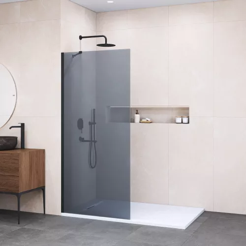 Душевая перегородка RGW WA-102B, Цвет стекла: тонированное, Цвет профиля: Черный, Выбрать размер: 60