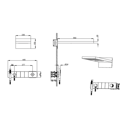 Встраиваемая  душевая система  Boheme ZODIAC 132-2-MG матовый золото, Выбрать цвет: Матовый золото, изображение 3