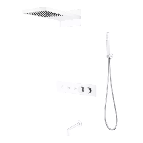 Душевая система с термостатическим смесителем и изливом Boheme FUSION 131-2-MW MATT WHITE, Выбрать цвет: Белый