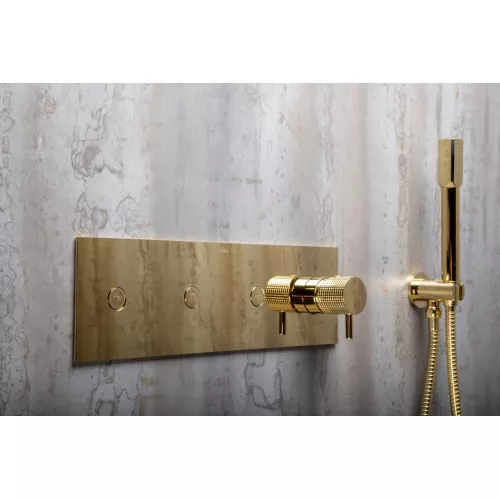 Душевая система скрытого монтажа со смесителем верхним и ручным душем BOHEME FUSION 130-G золото, Выбрать цвет: Золото, изображение 6