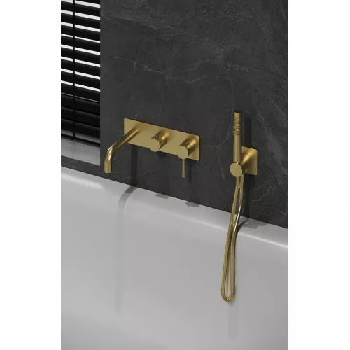 Смеситель ввстраиваемый  с ручным душем и изливом  Boheme UNO 464-3-MG золото матовый, Выбрать цвет: Золото матовый, изображение 4