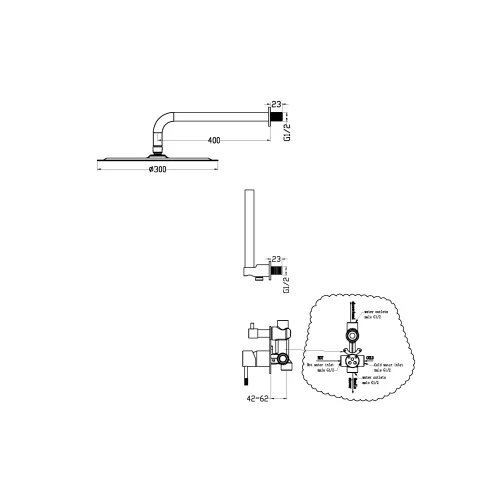 Душевая система встраиваемая  BOHEME UNO 464-B, Выбрать цвет: Черный, изображение 2