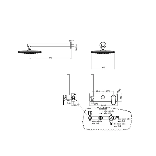 Душевая система встраиваемая  BOHEME Spectre Bronze 454-BR, Выбрать цвет: Бронза, изображение 2