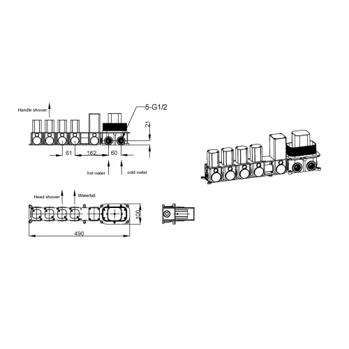 Встраиваемая  душевая система  Boheme ZODIAC 133-SGM антрацит, Выбрать цвет:  Антрацит, изображение 2
