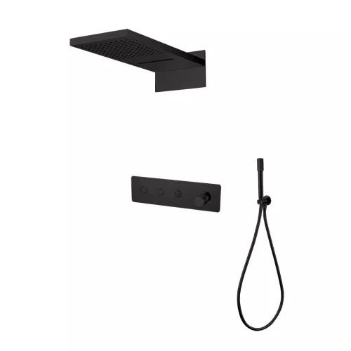 Душевая система скрытого монтажа со смесителем верхним и ручным душем BOHEME FUSION черный 130-B, Выбрать цвет: Чёрный