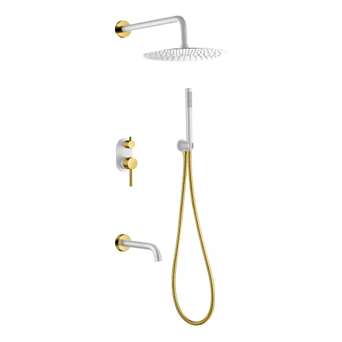 Душевая система со смесителем встраиваемая Boheme Uno 464-2-WG Белый Золото, Выбрать цвет: Белый/золото